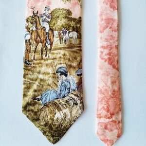 Polo by Ralph Lauren Equestrian Print Tie in Pink and Brown